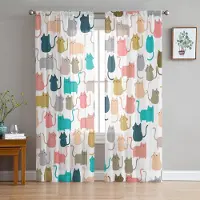 Yiran Furniture Kawaii Stjärnor Flodhäst Baby Sött Djur Vita Tyll Genomskinliga Gardiner för Vardagsrum Sovrum Dekor Fönstergardin Voile Organza Draperier W135 x H115cm x1&Grommet Top white