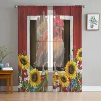 Yiran Furniture Solros Gammal Tidningsbakgrund Skira Gardiner för Vardagsrumsdekoration Fönstergardin Kök Tulle Voile Organza Draperier W135 x H115cm x1&Grommet Top black