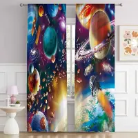 Yiran Furniture 2-pack Stjärnklar himmel Marinblå bakgrund Tryckta gardiner, Maskintvättbara för Vardagsrum Sovrum Studier Heminredning - Kanal för gardinstång 140W160H(CM)55x63in&Rod Pocket blue