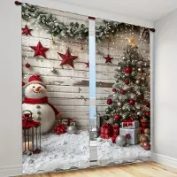 Yiran Furniture God Jul Älgklocka Röda Gardiner 2 st Stångfickor Design För Enkel Upphängning För Vardagsrum Sovrumsinredning Maskintvättbar 100W130H(CM)&Rod Pocket gray