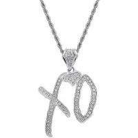 Trendsetter-mens shoes Nytt 2021 Hip Hop Halsband Kubisk Zirkonia Bokstäver XO Hänge Med Rostfritt Stål Lång Kedja Halsband För Kvinnor Män Smycken silver