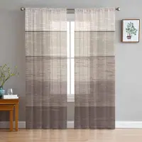 Yiran Furniture Trämönstrade grå gradient skira gardiner för sovrum vardagsrum dekoration fönstergardin för kök tyll voile organza draperier W135 x H115cm x1&Grommet Top gray