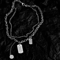 YIRAN Jewelry Ny Trend Titanstål Choker Ins Flerlagers Hip Hop Nyckelbenskedja Män Kvinnor Rock Tjock Kedja Street Style Halsband Smycken 45cm black