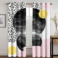 Yiran Furniture Personligt Abstrakt Elegant Mönster Hög Skuggning Gardin Modern Lyx Mörkläggningsdraperi för Sovrum Vardagsrum Hem Multifärgad W55 X H120cm X 2&Grommet Top black