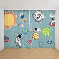 Yiran Furniture 2024 Billig Anpassad Tecknad Rymd Astronaut Rolig Gardin, Pojkar Barn Raket Planet Tunn Mörkläggningsgardin för Sovrum Vardagsrum W60xH100(CM)x2pcs&Rod Pocket beige