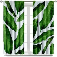 Yiran Furniture Heta försäljnings Hög skuggande Gardin Vit Bakgrund Grön Lövtryck Gardin Sovrum Vardagsrum Fönster Hemdekoration Skuggning W55 X H120cm X 2&Grommet Top white