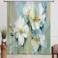 Yiran Furniture Fantastisk blå och vit blommönstrad högskuggande gardin för elegant heminredning i sovrum, kök, vardagsrum, persienner, stång W55 X H120cm X 2&Grommet Top gray
