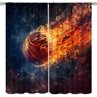 Yiran Furniture Basketbol Tunna Gardiner Pojkrum Barn Sporttema gardiner Spela Spel Cool Konst Tonårspojkars Rumsdekor Vardagsrum Mörkläggning 100W130H(CM)40x51in&Grommet Top orange