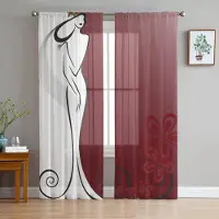 Yiran Furniture Balettdansös Flicka Rosa Blomma Fjäril Tyll Skira Gardiner för Vardagsrum Sovrumsdekor Fönstergardin Voile Organza Gardiner W135 x H115cm x1&Grommet Top brown
