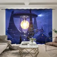 Yiran Furniture Mönster av astronaut i yttre rymden Höga mörkläggningsgardiner Val Planet Sci-fi Inomhus Skuggande Draperier Barnrumsgardin 2 st W55 X H120cm X 2&Grommet Top blue