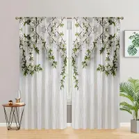 Yiran Furniture Månblomma Svan Träd Flod Skog Naturvy Fönstergardin För Vardagsrum Barn Sovrum Badrum Kök Dörr Heminredning 2 st W65X60H(cm)X2Pcs&Grommet Top gray