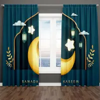 Yiran Furniture Fri Frakt Lyx Islam Ramadan Kareem Fönstergardiner Persienner För Vardagsrum Sovrum Badrum Kök Dörr Heminredning 2st W65X60H(cm)X2Pcs&Grommet Top white