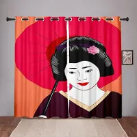 Yiran Furniture Japansk Traditionell Geisha Kvinna Blackout Fönstergardin för Sovrum Vardagsrum Badrum Kök Dörr Hög Skuggning Ny W55 X H120cm X 2&Grommet Top black