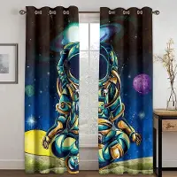 Yiran Furniture Rymd Astronauter Planet Tecknad Hög Skuggning Gardiner Graffiti Färgglada Barn 3D Mörkläggningsfönsterdraperi för Vardagsrummet Nytt W55 X H120cm X 2&Grommet Top black