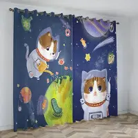 Yiran Furniture Tecknad Astronaut Katt Gardiner Barnrum Hög Mörkläggningsgardin Pojke Flicka Mörkläggningsgardin Sovrum Mörkläggning Förskola Draperi W55 X H120cm X 2&Grommet Top gray