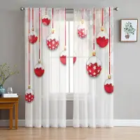 Yiran Furniture Jul Snöflinga Bakgrund Tyll Fönster Gardiner Vardagsrum Organza Sheer Voile Gardin Sovrum Kök Heminredning Drapera W135 x H115cm x1&Grommet Top white