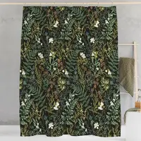 Home&kitchen Accessories Vintage Svart och Grön Blommig Duschdraperi Mörka Botaniska Mossa Badrumsgardiner Mid Century Badrumsinredning Vattentät 90x180CM gray