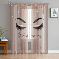 Yiran Furniture Ögonfrans Rosa Tecknad Öga Skira Gardiner för Vardagsrumsdekoration Fönstergardiner för Kök Tyll Voile Organza Gardiner W135 x H115cm x1&Grommet Top gray