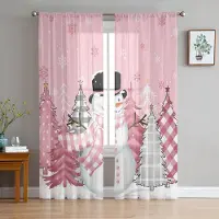 Yiran Furniture Jul Snöflinga Grå Garn Gardin Fönster Tyll Gardiner För Vardagsrum Kök Skira Fönster Behandlingar Voile Gardiner W135 x H115cm x1&Grommet Top white