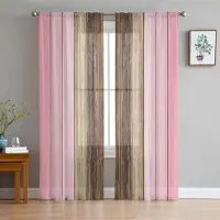 Yiran Furniture Vintage Salviagrön Grå Gradvis Gradvis Träådring Skira Gardiner Vardagsrum Kök Dekoration Tyll Voile Fönstergardin W135 x H115cm x1&Grommet Top gray