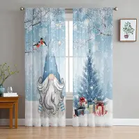 Yiran Furniture Julgransgnom Snöflinga Rosa Garn Gardin Fönster Tyllgardiner För Vardagsrum Kök Fönster Skira Voilegardiner W135 x H115cm x1&Grommet Top gray