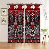 Yiran Furniture 2 Paneler Boho Drömfångare Halvmörkläggande Fönstergardiner För Arbetsrum Sovrum Kök Vardagsrum Lekrum Kontor Heminredning 2x50W130H(CM)&hook red