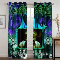 Yiran Furniture 3D-tryck Pojke Psykedelisk Abstrakt Konst Dödskalle Blommor Skräck 2 Delar Skuggande Fönstergardiner för Vardagsrum Sovrumsinredning Krok 100W130H(CM)40x51in&Grommet Top ljusgrå färg