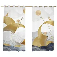 Yiran Furniture Nordisk Enkel Modern Hög Skuggning Gardin Ljus Lyx High-end Älg Sovrum Kinesiskt Vardagsrum Mörkläggningsfönster Draperier 2 Delar W55 X H120cm X 2&Grommet Top beige