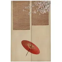 Textilien Bambumatta Japansk Noren Dörröppningsgardin Bomull Lin Kinesisk Stil Dörrgardin Fönsterbehandling Gobeläng Solskydd Dekorativ 100x200cm