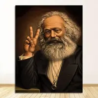 Aidegou5 Marx Dukmålning Vintage Väggbilder Kraftaffisch belagda väggdekaler Heminredning Present Socialism Kommunist Politiker Ingen ram 60*100cm