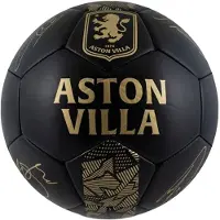 Aston Villa FC Fotboll med tryckt signatur One Size svart/gyllene