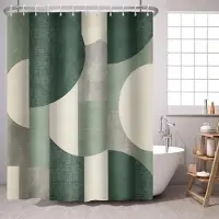 Home&kitchen Accessories Grön Duschdraperi Abstrakt Modern Geometri Cirklar Samtida Stil Badrumsdraperi Badrumstillbehör W90XH180cm gray