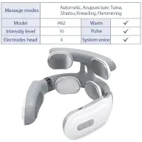Meiteai-All Smart Nackmassageapparat 4 Huvuden Knådning TENS-puls med Värmebehandling, USB-uppladdningsbar Smart Cervikal Avslappning för Axel & Nacke, Unisex 6 Lägen