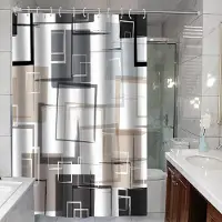 TrendVibeCN Vattentät Geometrisk Rand Duschdraperi - Mögelresistent Badrumsavskärmning 90 x 180 cm