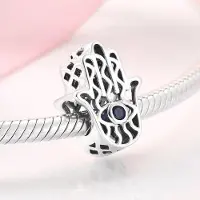 YIRAN Jewelry 100 % Äkta 925 Silver Blå Emalj Berlock Fatimas Hand Pärlor DIY Smycken Passar Original Jiuhao Berlocker Armband Mode white