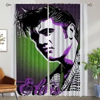Household supplies MH Köksgardiner 2 Delar E-Elvis Mörkläggningsgardin för Rum 2 Paneler Tyll för Sovrumsavskärmning Heminredningsgardiner Persienner W50xH70cmx2pcs-CL