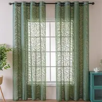Comfort Living Fransk Vintage Rosspets Genomskinliga Gardiner Stångficka Vågig Kant Blommig Voile Gardiner för Vardagsrum Sovrum Fönsterdekoration W 140* H160cm 1pcs