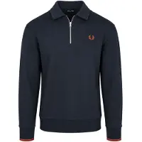 Fred perry Piké Half Zip Lång Ärm Navy Blå Mörkblå Storlek