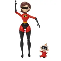 Mattel Pixar "The Incredibles" Elastigirl Actionfigur med Jack-Jack, 6.6-in & 2.2-in Hög, Mycket Rörlig