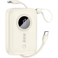 Dudao Powerbank 10000mAh med USB-C och Lightning-kabel - Beige