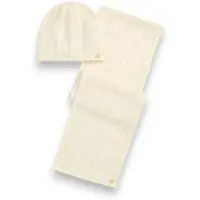 Ralph Lauren för kvinnor. 454P23528004 Set med mössa och halsduk i råvitt (OSFA), Beige, Casual, Ull