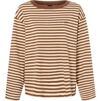 BOSS för kvinnor. 50569012 Långärmad t-shirt Ewa Stripe brun (M), Casual, Bomull, Lång ärm