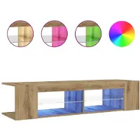 vidaXL TV-bänk med LED-lampor artisan ek 135x39x30 cm konstruerat trä