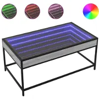 vidaXL Soffbord med Infinity LEDs grå sonoma 90x50x41 cm