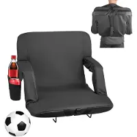 Vevor Stadiumstol, 6 justerbara vinklar, 73,66 mm vadderad stadionstol med ryggstöd och armstöd, bred läkarstol med krokficka och mugghållare för picknick, strandsport och spel