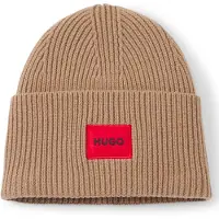HUGO All-gender logo beanie hat in a wool blend