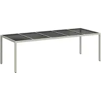 vidaXL Trädgårdsbord vit 250x100x75 cm konstrotting och härdat glas