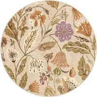 FRAAI Rund tvättbar matta | Misty Flowers gräddvit hos Volero | Ø 120cm | Creme | Rund | Inomhusmattor