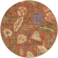 FRAAI Rund tvättbar matta | Misty Flowers terrakotta hos Volero | Ø 80cm | Terra | Rund | Inomhusmattor