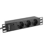 Lanberg PDU-03F-0200-BK - Kraftdistributionsenhet (kan monteras i rack) - AC 230 V - 4000 Watt - ingång: CEE 7/4 / CEE 7/7 - utgångskontakter: 3 (Typ F) - 1U - 10 - 2 m sladd - svart
